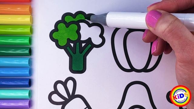VEGETABLES Drawing Tutorial Easy Step By Step ??? VEGETABLES  Coloring Tutorial Easy For Kids
