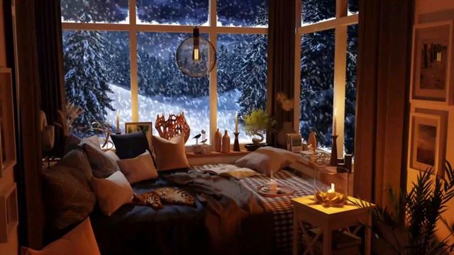 Cozy Winter Ambience | Blizzard Sounds & Soft Piano Sounds For Sleeping | 4K смотреть онлайн
