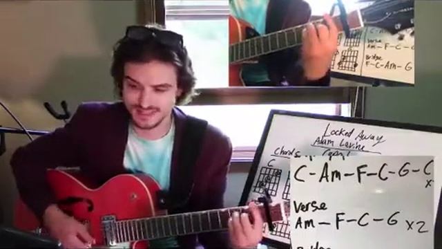 Locked Away Adam Levine Easy Guitar Tutorial Lesson! смотреть онлайн
