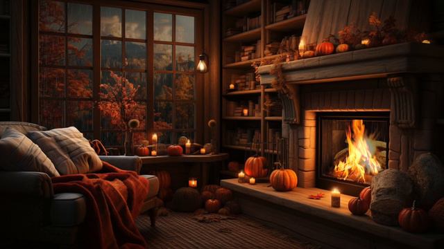 Cozy Autumn Cottage Ambience 🍂🔥   Crackling Fireplace & Rain Sounds Sleeping   CottageCore Ambienc
