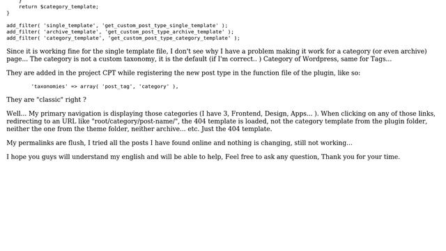 Wordpress: Custom Post Type Plugin not loading category template and loading 404 instead смотреть онлайн
