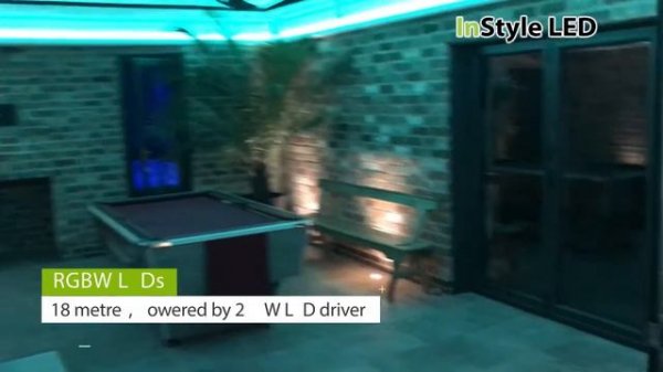 LED conservatory walkthrough - RGBW LED strip lights / RGB LED down lights