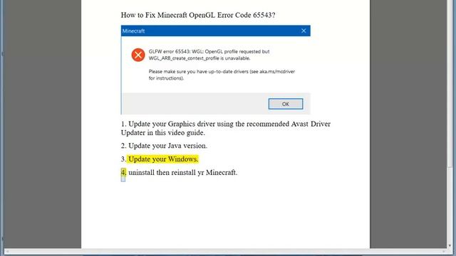 Fix Minecraft OpenGL Error Code 65543 смотреть онлайн