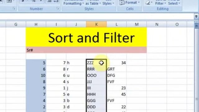 Lesson 36 The Sort Microsoft Office Excel 2007 2010 free Educational video Training Tutorials in Ur смотреть онлайн