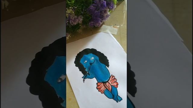 Little shree krishna painting/lord krishna painting/cartoon painting #cartoon #painting #krishna смотреть онлайн