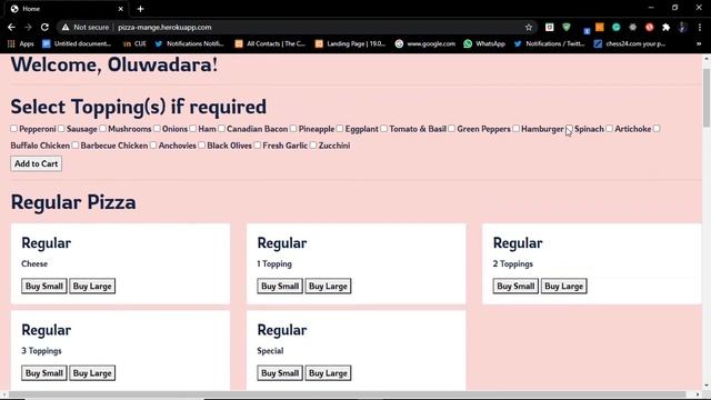 A Pizza Ordering Application | Python and JS | Project 3 смотреть онлайн