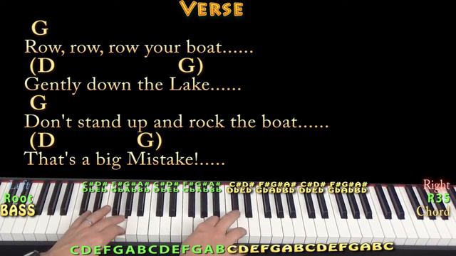Row, Row, Row Your Boat (Kid Song) Piano Cover Lesson in G Major with Chords/Lyrics смотреть онлайн