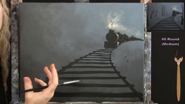 Learn How to Draw and Paint "AUTUMN TRAIN" - Paint and Sip at Home - Easy Acrylic Painting Tutorial смотреть онлайн