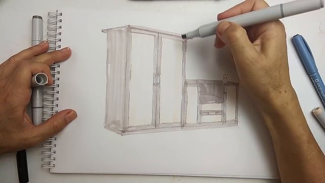 Интерьерный скетчинг для начинающих | Урок 7 – Шкаф смотреть онлайн