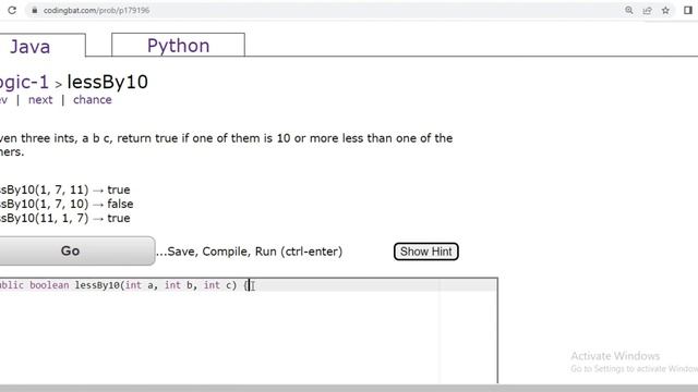 Coding bat Java Logic-1 (lessBy10) || Basic boolean logic puzzles -- if else && || !. смотреть онлайн