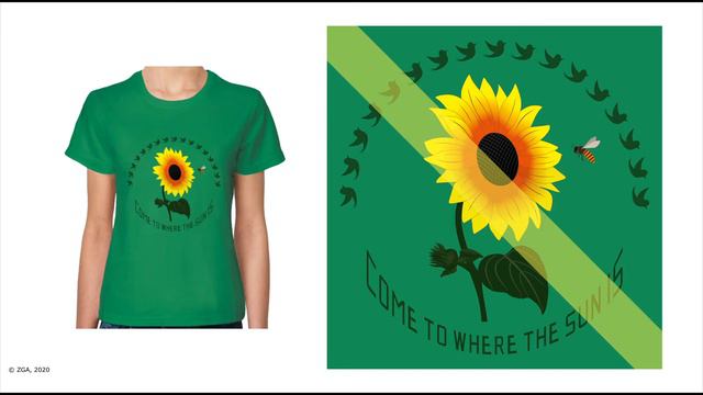 Принт на футболках. Цветок солнца - Подсолнух. COME TO WHERE THE SUN IS смотреть онлайн