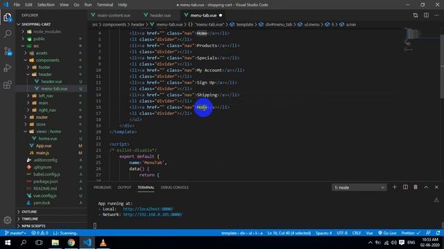 Vue js Shopping Cart top menu EP06 смотреть онлайн