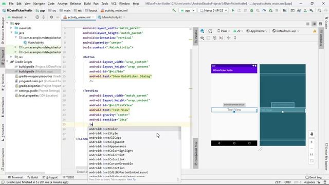 DatePickerDialog in Kotlin with Material Library смотреть онлайн