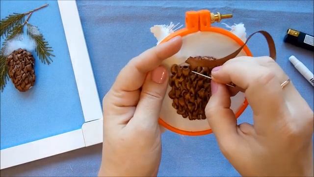 Мастер-класс. Новогодняя композиция. Часть 3. Шишка. Снег. смотреть онлайн