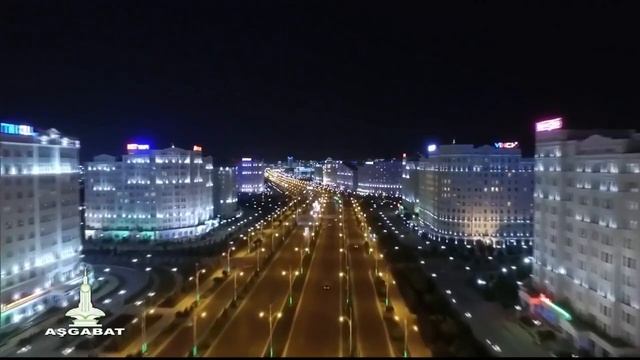 Turkmenistan.Night Ashgabat From A Bird's Eye View / Ночной Ашхабад с высоты птичьего полёта