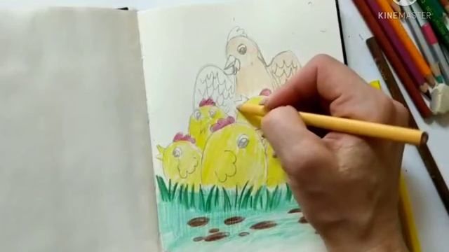 Рисуем " Курицу и цыплят" смотреть онлайн