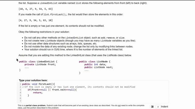 Java Practice-It || 16.30 firstLast || implementing, ListNodes, LinkedLists смотреть онлайн