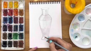 Как нарисовать вазу карандашом и акварелью начинающим | Рисунок поэтапно и легко для детей