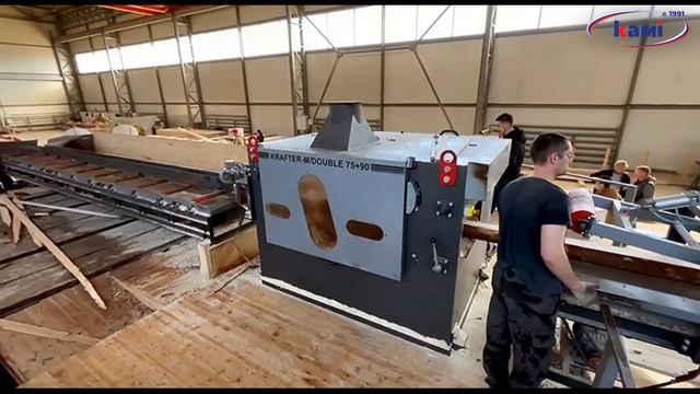 Двухвальный многопильный станок KRAFTER M/DOUBLE. Распиловка бруса на обрезной пиломатериал смотреть онлайн