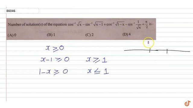 Number ofsolution(s) ofthe equation `cos^-1sqrtx-sin^-1 sqrt(x 1) + cos^-1sqrt(1-x)-sin^-1 (1... смотреть онлайн