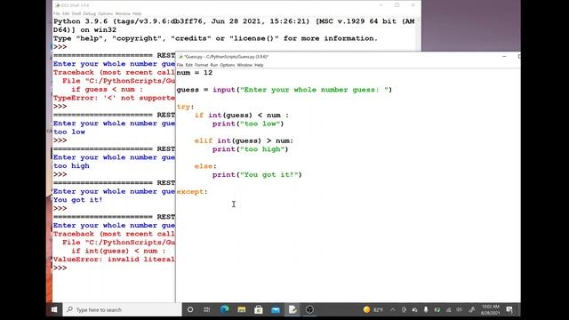 Python tutorial #7 - Simple error handling смотреть онлайн