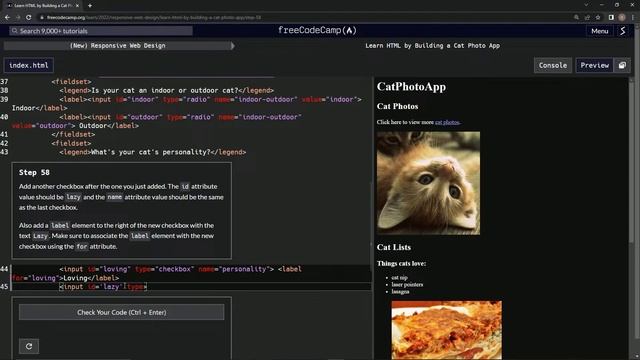 Learn HTML by Building a Cat Photo App - Step 58 смотреть онлайн