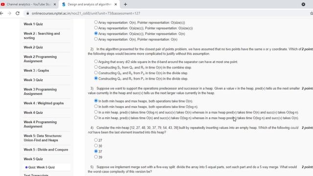 Design and analysis of algorithms | Assignment 5 | Week 5 | NPTEL | July 2021 смотреть онлайн