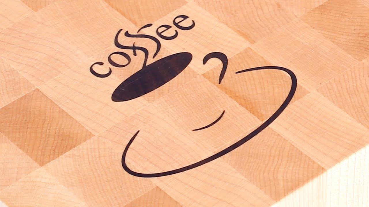 Very thin lines of the inlay on the "Coffee cup" end grain cutting board смотреть онлайн