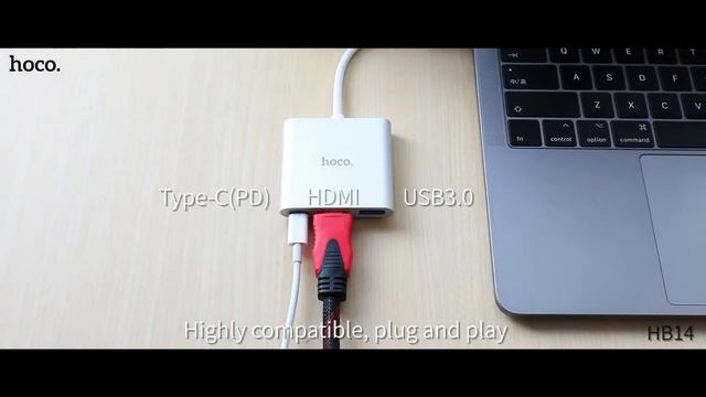 Type C Xaб конвертер Hoco HB14 Type C на USB3 0+HDMI+Type C смотреть онлайн