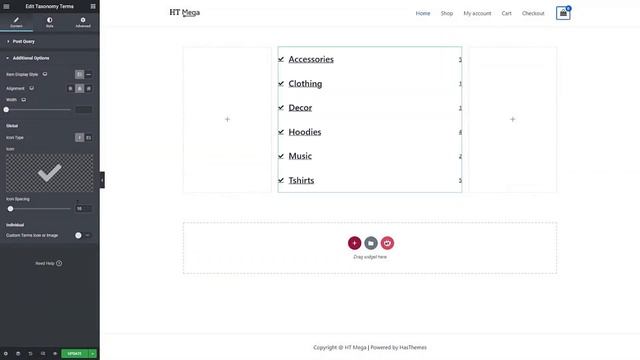 How To Use Taxonomy Terms Widget In Elementor By HT Mega