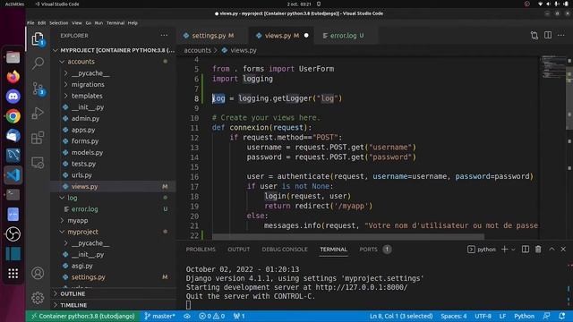 python/django créer un fichier de log смотреть онлайн