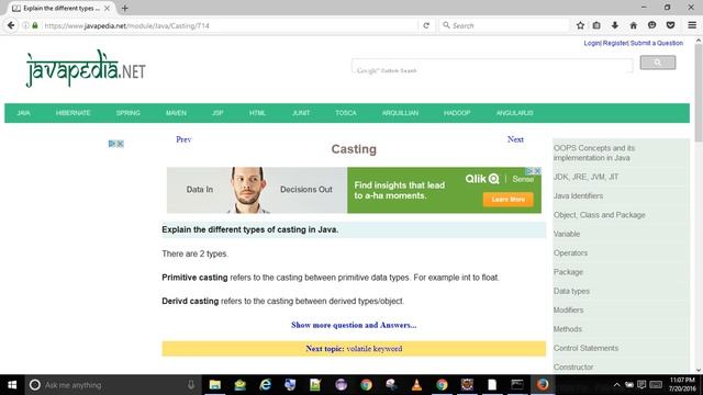 Explain the different types of casting in Java.
| javapedia.net смотреть онлайн