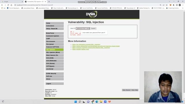 SQL INJECTION DVWA || 19630387 Fahrianur || UAS Keamanan Sistem Komputer Menggunakan Prinsip DVWA смотреть онлайн