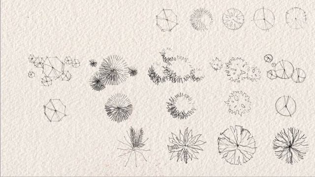 drawing trees for architectural sketches - top view - trees in plan смотреть онлайн