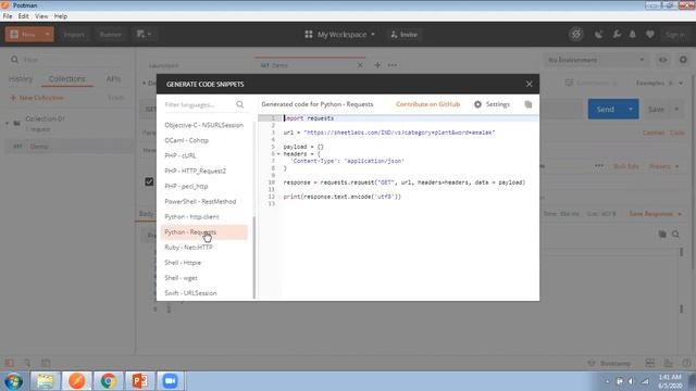 How to get Python code from Postman tool? смотреть онлайн