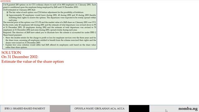 IFRS 2 Share Based Payments/Example 4 Equity Settled/Lecture 10 смотреть онлайн