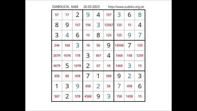 Sudoku Diabólico  26/03/2023