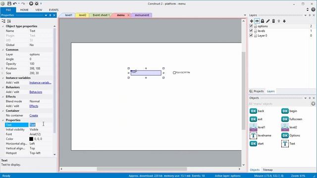 [Construct 2] Как создать игру: Платформер - Урок 6 - создаем меню игры, сохранение проекта смотреть онлайн