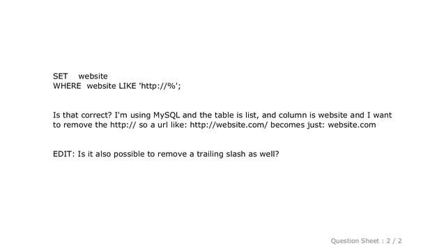 MySQL : SQL statement to remove part of a string смотреть онлайн