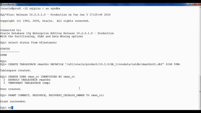 RMAN Create Catalog смотреть онлайн
