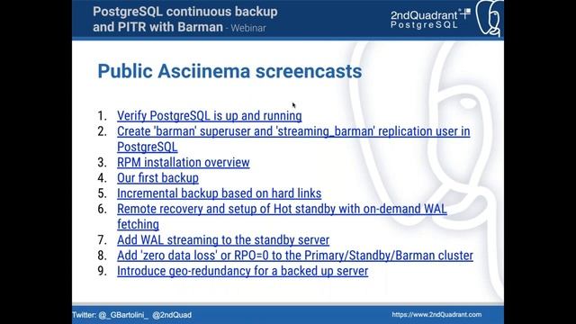 Webinar: PostgreSQL continuous backup and PITR with Barman [Preview] смотреть онлайн