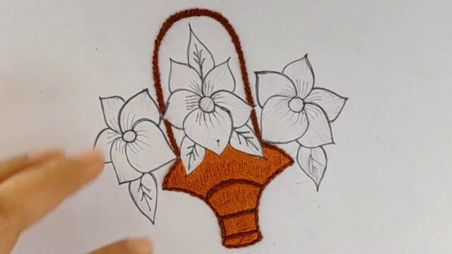 Hand Embroidery Beautiful Design, Easy & Gorgeous Basket Pattern Embroidery, Simple Hand Embroidery