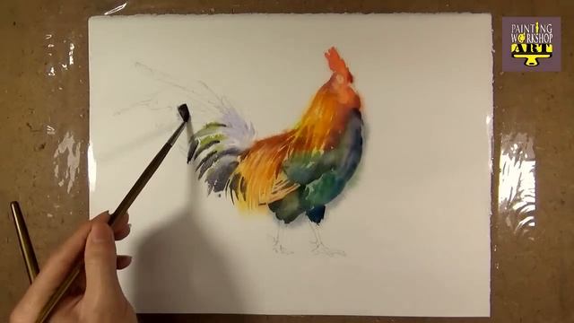 Watercolor Animals Painting : Chicken Paint смотреть онлайн