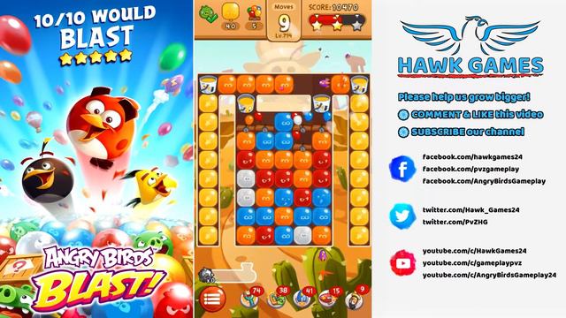 Angry Birds Blast Level 714 Hard - 3 Stars Walkthrough, No Boosters смотреть онлайн
