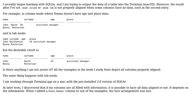 Databases: How to properly align columns in SQLite? смотреть онлайн