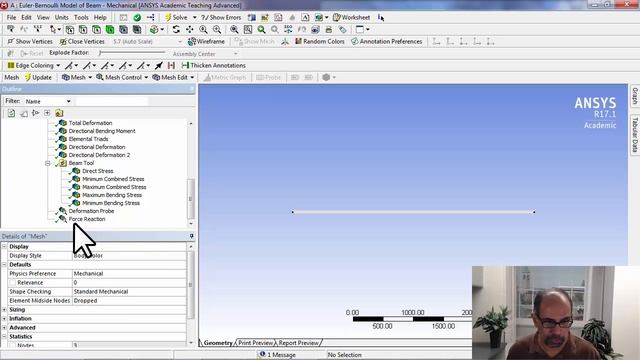 Beam in ANSYS: Check Mesh Dependence смотреть онлайн