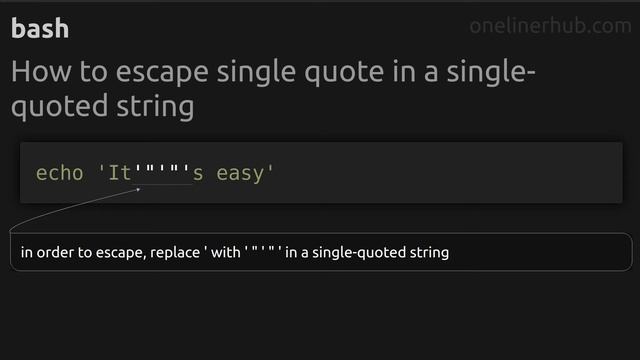 How to escape single quote in a single-quoted string #bash смотреть онлайн
