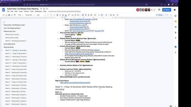Kubernetes Release Team Meeting for 20221121 (v1.26) смотреть онлайн