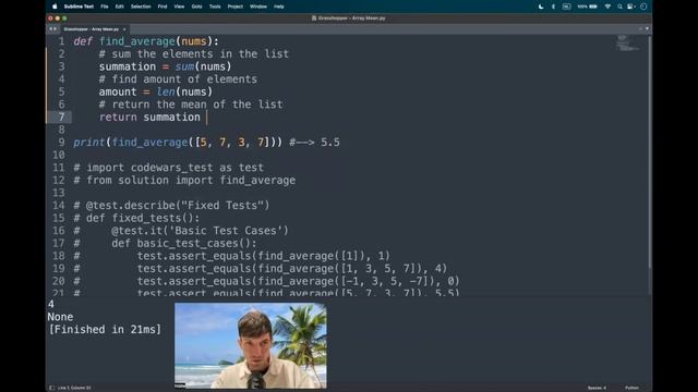 Codewars (Python?) | Grasshopper - Array Mean | kyu8 смотреть онлайн