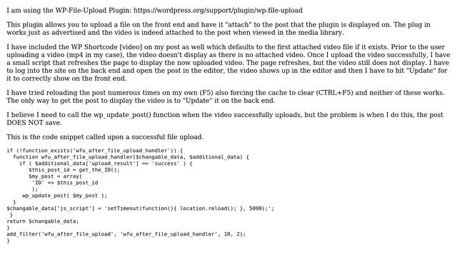 Wordpress: Update a Post after a user uploads a video смотреть онлайн